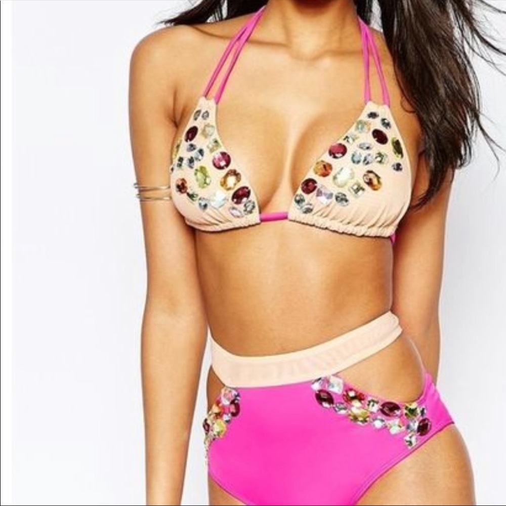 Bejeweled high waist bikini